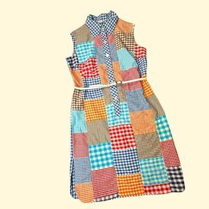 SPECTATOR Plaid Multi Color Vintage Button Front MIDI Dress Size Large